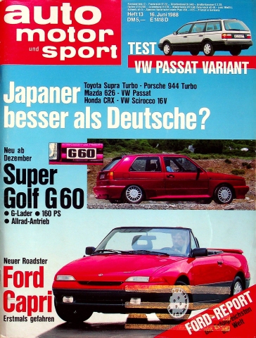 Deckblatt Auto Motor und Sport (13/1988)